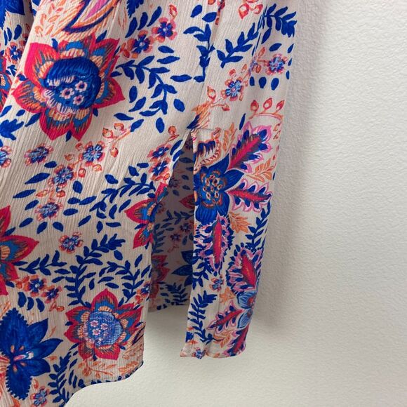 NWT Vero Moda Stitch Fix Maxi Skirt Size M Floral Blue Orange 10.5" Side Vents - Picture 4 of 9